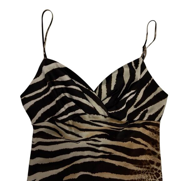 Natori Slip Dress Women Size Small Leopard Animal Print Tiger Surplice Midi - Picture 4 of 11